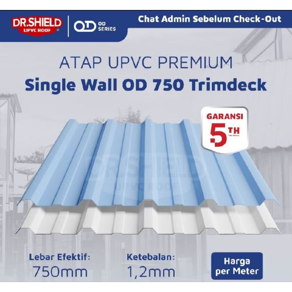 Jual Atap UPVC DR Shield OD750 single layer Trimdeck/mtr/DR Shield ...