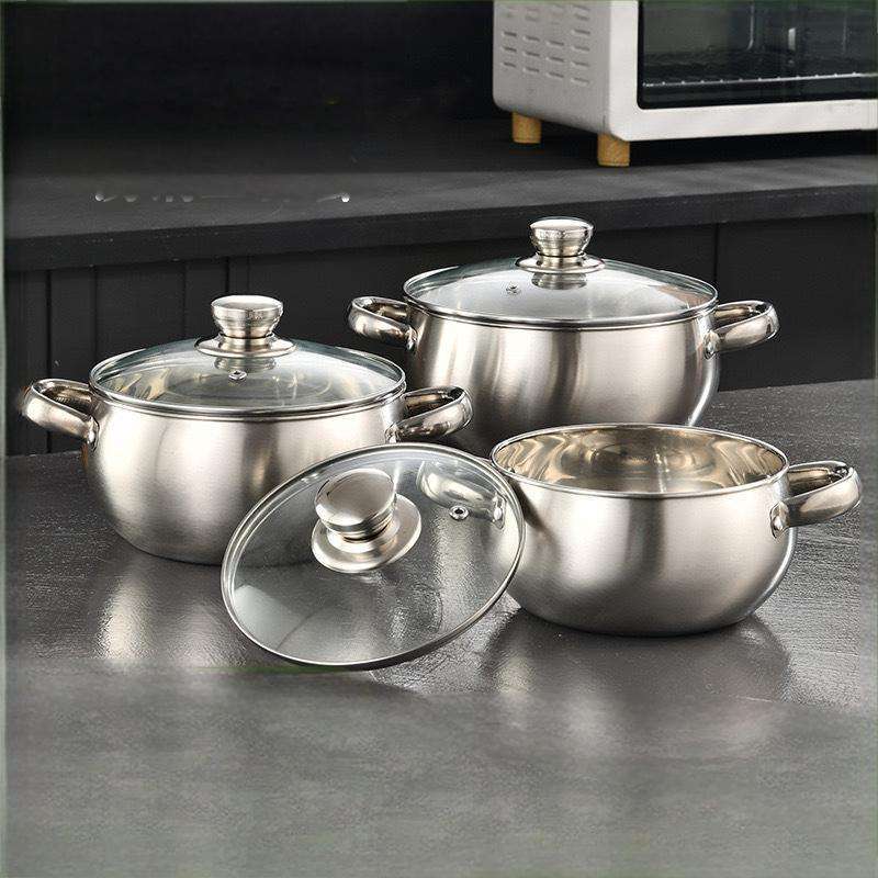 Panci Labu Sop Rebus Tutup Kaca Tebal Bahan Stainless Steel Anti Karat Ukuran 16