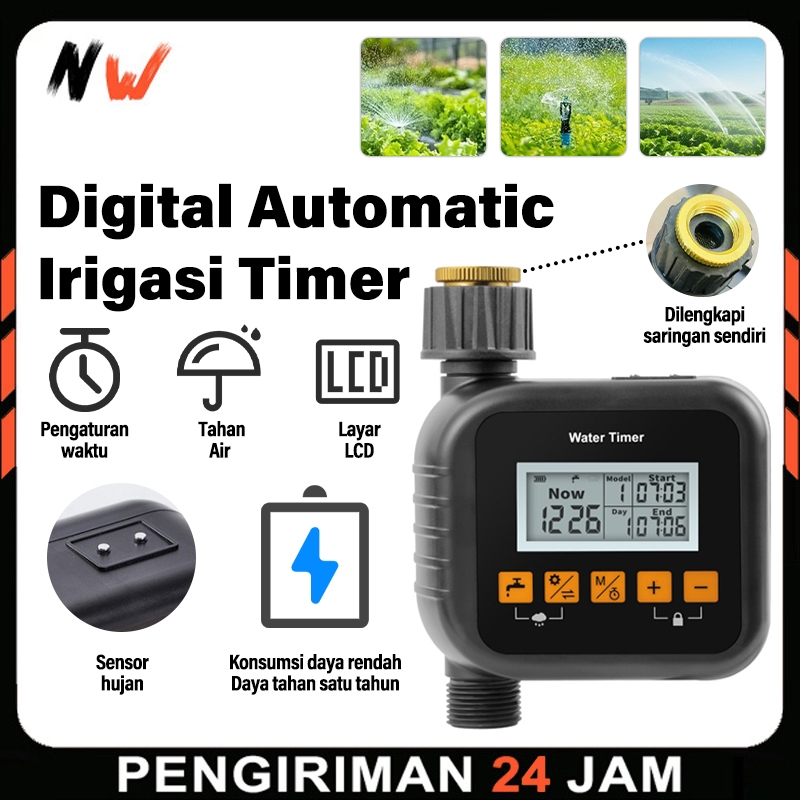 NW - WATER TIMER DIGITAL Pengatur Waktu Irigasi Penyiraman Taman Otomatis, ran Air Elektronik Cerdas