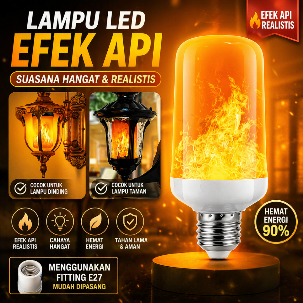 Jual Lampu Api Obor Led Bohlam Api Lampu Led 10 Watt Lampu Taman E27 ...
