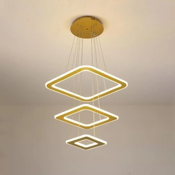MOOOZ Lampu Gantung LED Modern 3 Ring Gold Lampu Hias Ruang Tamu Meja Makan Minimalis Mewah