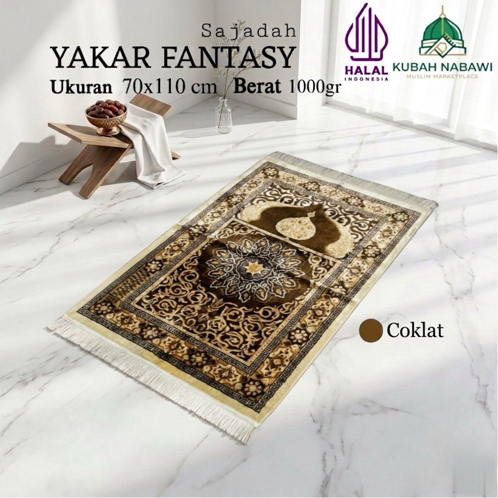 YAKAR FANTASY TURKIYE 70x110cm |Sajadah Turki Beludru Halus Tebal Empuk Super Premium  Sajadah Wangi