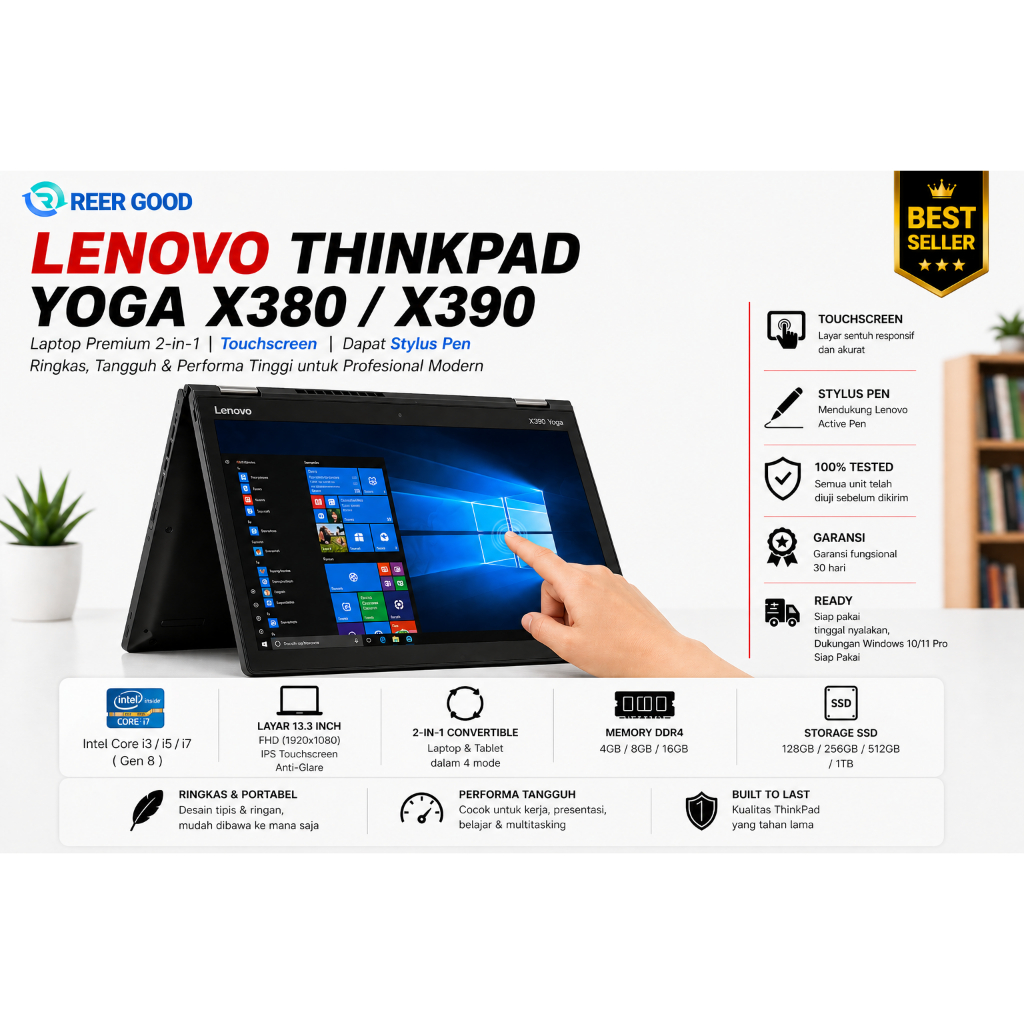 Jual LENOVO THINKPAD YOGA X380 / X390 CORE I3 I5 I7 GEN 8 STYLUS PEN ...