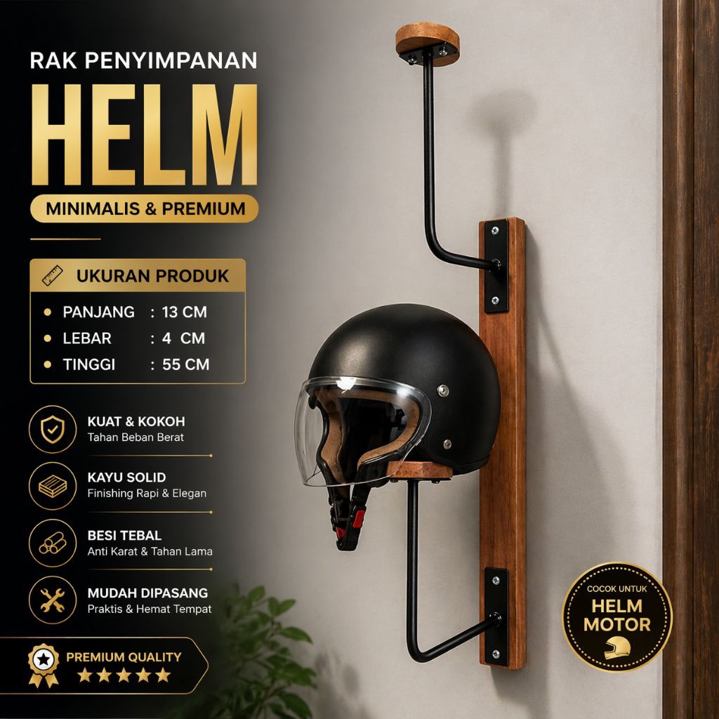 Jual Rak Helm 2 Susun Estetik Besi Kombinasi Kayu Tinggi 55cm | Shopee ...