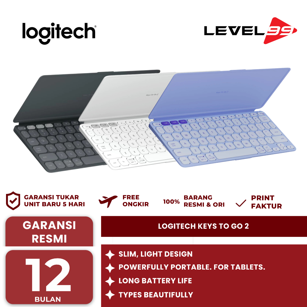 Jual Logitech Keys To Go 2 Keyboard Wireless Bluetooth Portable ...