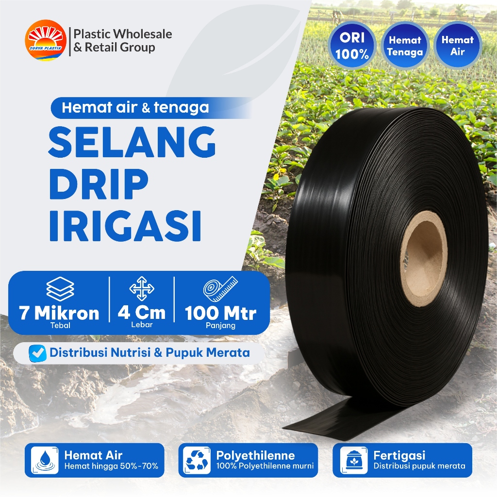 Selang Drip 7 micron 4 cm 100 meter - Pipa 3/4 Inch
