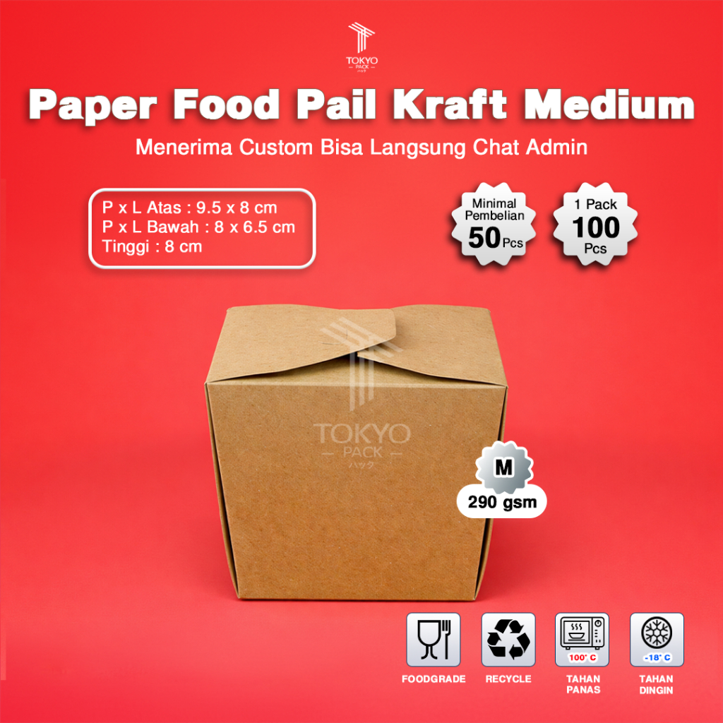 Jual FOOD PAIL M/RICE BOX PAPER M/FOOD PAIL BOX KRAFT MEDIUM | Shopee ...