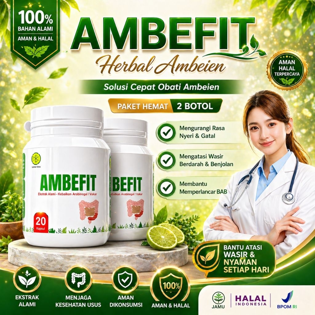 [PAKET 2 BOTOL] Ambefit Suplemen Ambeien | Atasi Wasir, Nyeri & Benjolan | Herbal Alami Terpercaya Best Seller