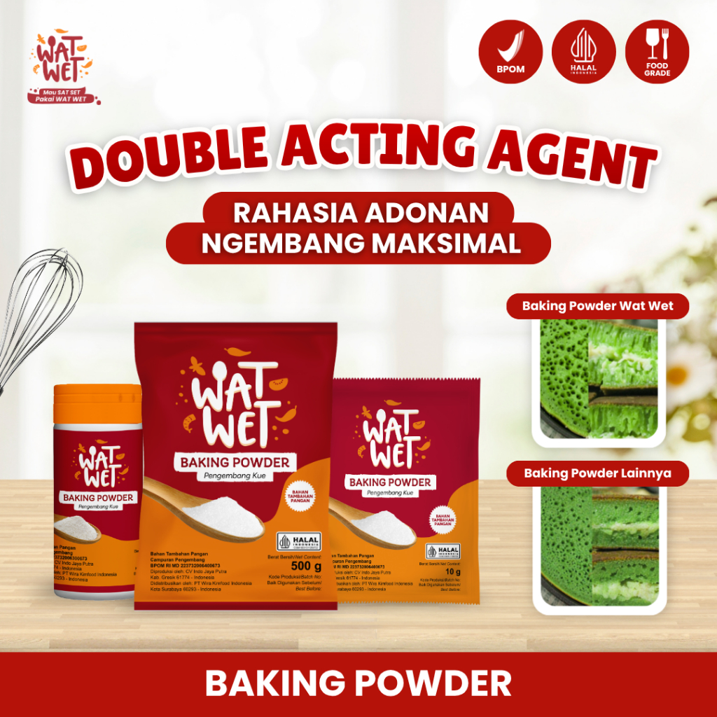 Jual Baking Powder Double Acting WAT WET 500 gr Anti Bantat BPOM Halal ...