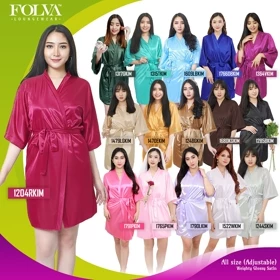 FOLVA Baju Tidur Piyama Wanita Kimono Bridesmaid Robe Satin All Size