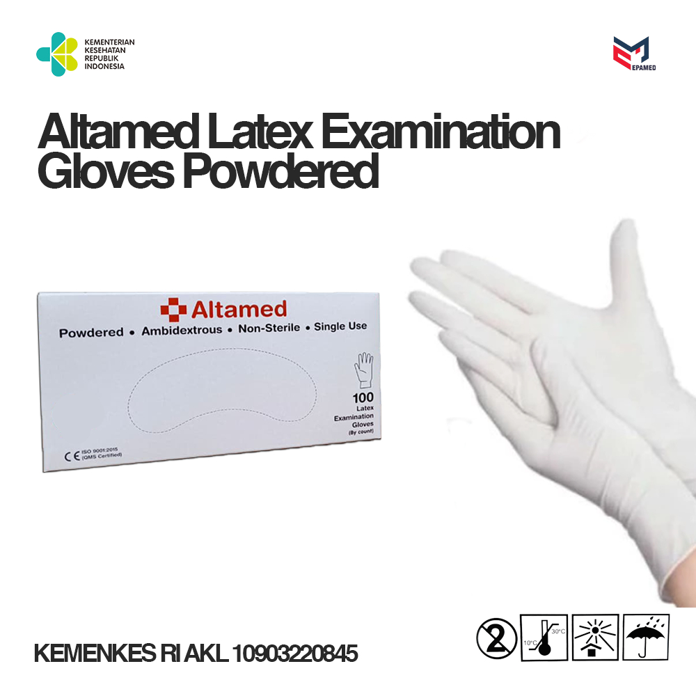 Jual Sarung Tangan Latex Altamed powder isi 100 Pcs, Nyaman, Tidak ...