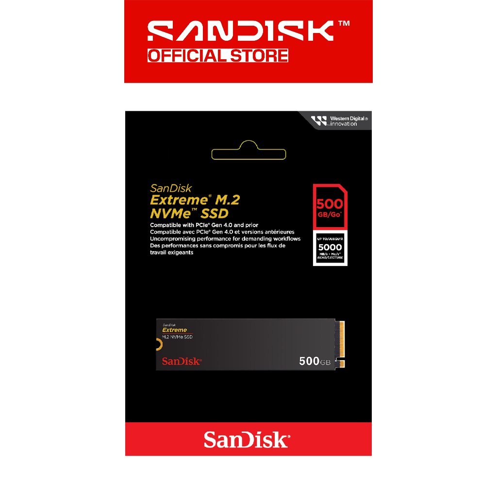 SANDISK SSD Internal Extreme M.2 500GB / 1TB / 2TB NVMe PCIe Gen 4.0 (Up to 5000 / 5150MB/s) (5)