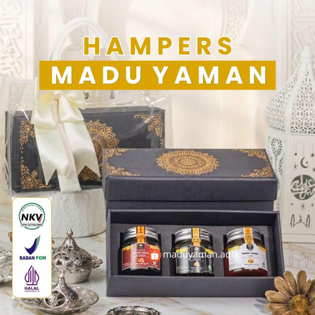 Hampers Madu Yaman AQLA Isi 3 Jenis Madu 100gr Hampers Lebaran Set Lebaran Hampers Ramadhan Set Ramadhan Hampers Idul Fitri Gift Box Madu Kado Hadiah Hampers Sehat AQLA Madu Yaman AQLA