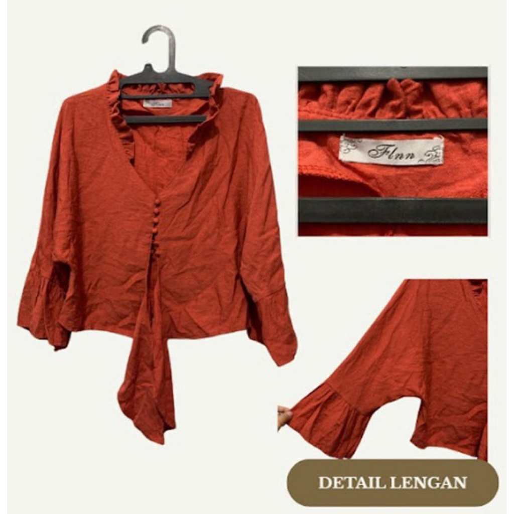 Jual Flynn Crop Top Lengan Terompet (Merah Bata) – Preloved | Shopee ...