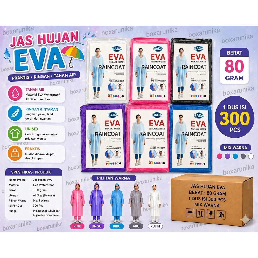 Jual [BOXA] Jas Hujan Eva Dress Raincoat Dewas Kancing Warna Variasi ...