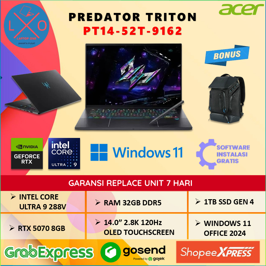 Jual Acer Predator Triton OLED Touch RTX5070 8GB Ultra 9 288V 32GB 1TB ...
