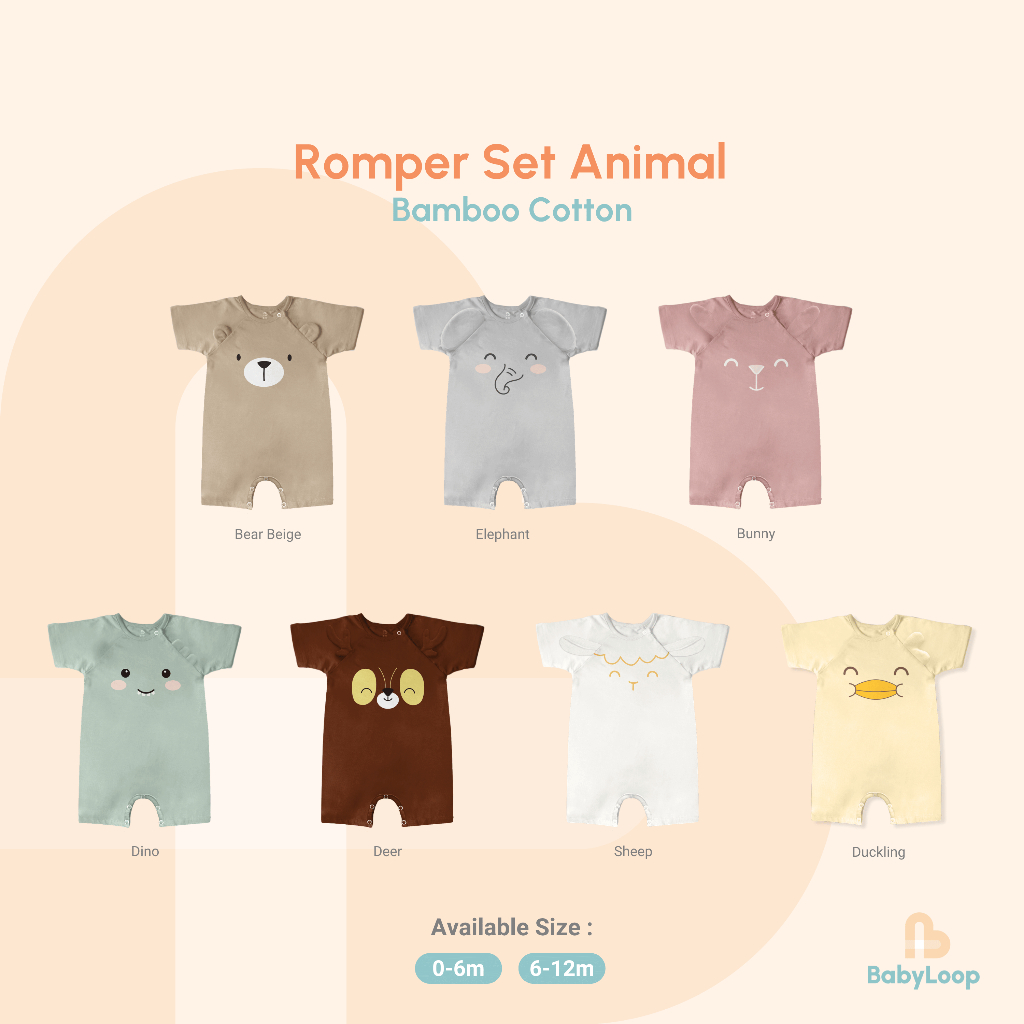 Jual Baju Bayi - Set Romper Animal Bamboo Cotton - Baby Loop | Shopee ...