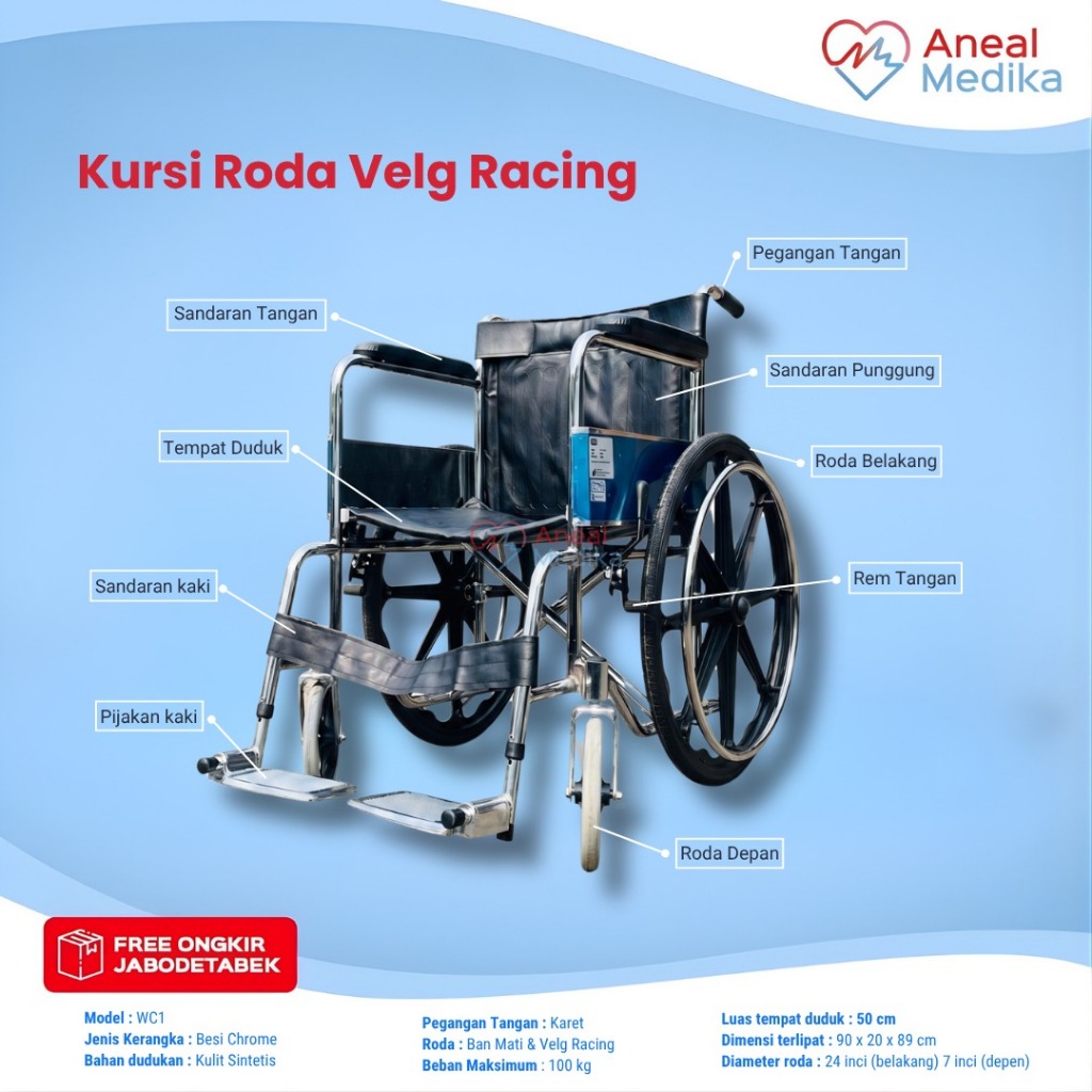 Jual Kursi Roda Standard Sella - Velg Jari - Sellaco - Besi Chrome ...