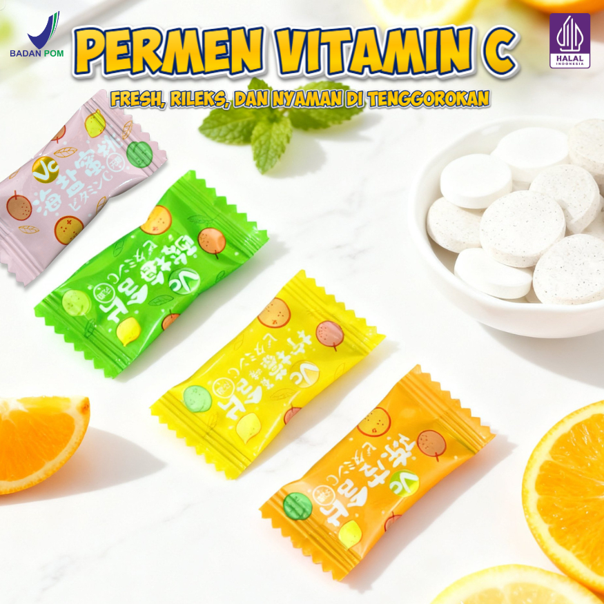 Jual Permen VC Rasa Buah Tanpa Gula Dengan Banyak Vitamin C 4 Rasa Asam ...