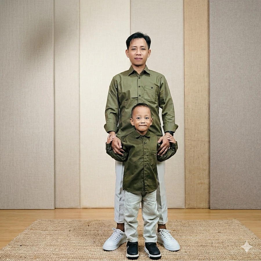 Kemeja Pria Dewasa dan Anak Couple Bahan Katun