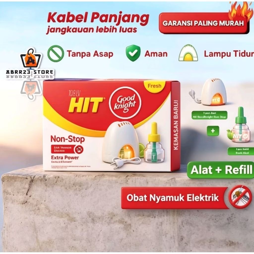 Jual Hit Kabel Obat Nyamuk Elektrik Nonstop 45malam Set Alat Dan Refill ...