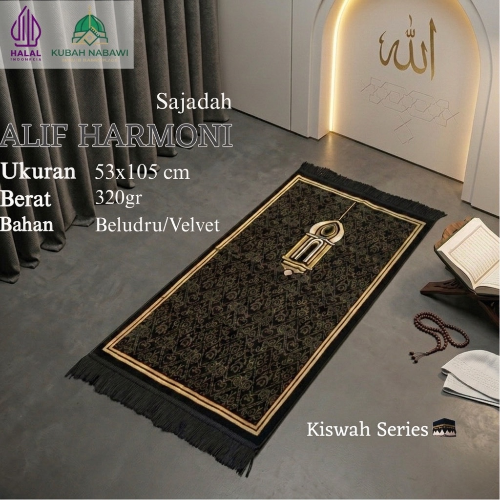 ALIF HARMONI KISWAH MIDI 53x105cm Dewasa| Sajadah Turki Beludru Halus Tebal Empuk| Souvenir Umroh