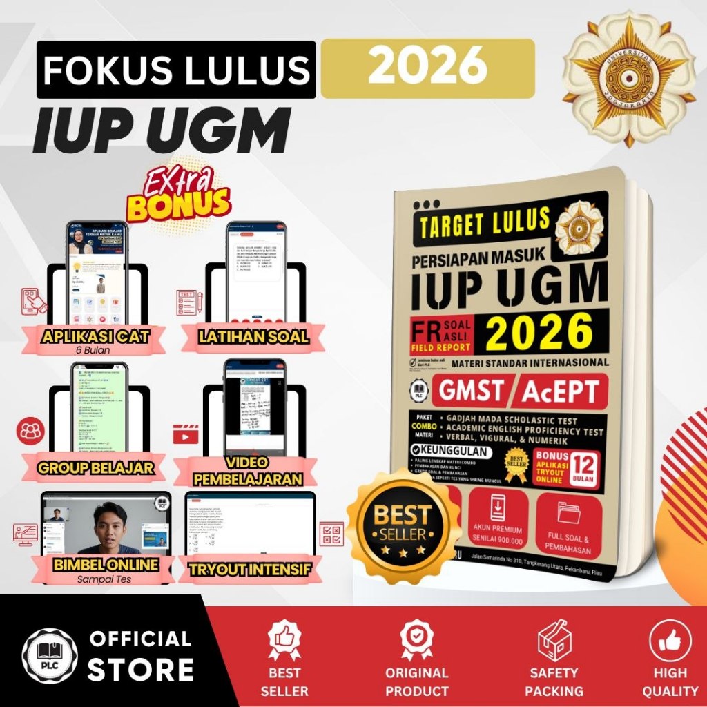 Buku IUP UGM 2026 GMST & AcEPT Materi + Bank Soal + Pembahasan PLC