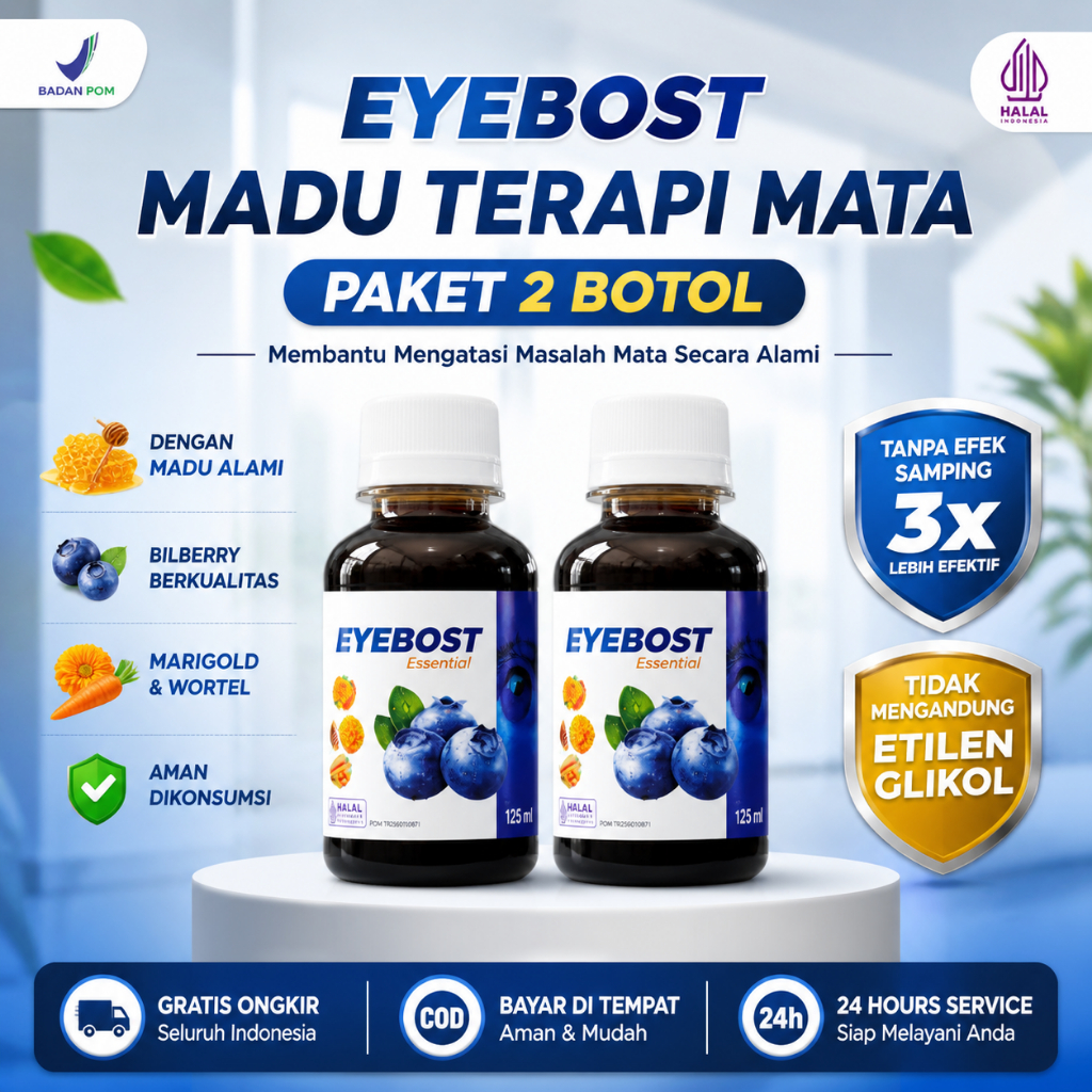 Eyebost 2 Botol Obat Herbal Katarak Mata Minus Dan Buram Madu Vitamin Kesehatan Mata Alami Original