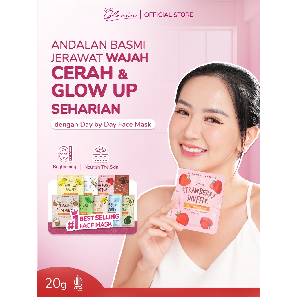 Lea Gloria Masker Wajah Bubuk Day By Day 20gr Face Mask Mencerahkan Kulit