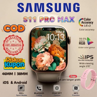 Samsung SmartWatch S11 PRO AMOLED 2.3 Inch HD - Jam Tangan Smartwatch Pria Wanita Monitor Jantung Tensi Darah GPS NFC Kamera IP68 Tahan Air Ganti Tali Bluetooth Call Wireless Charging Murah Original Bergaransi