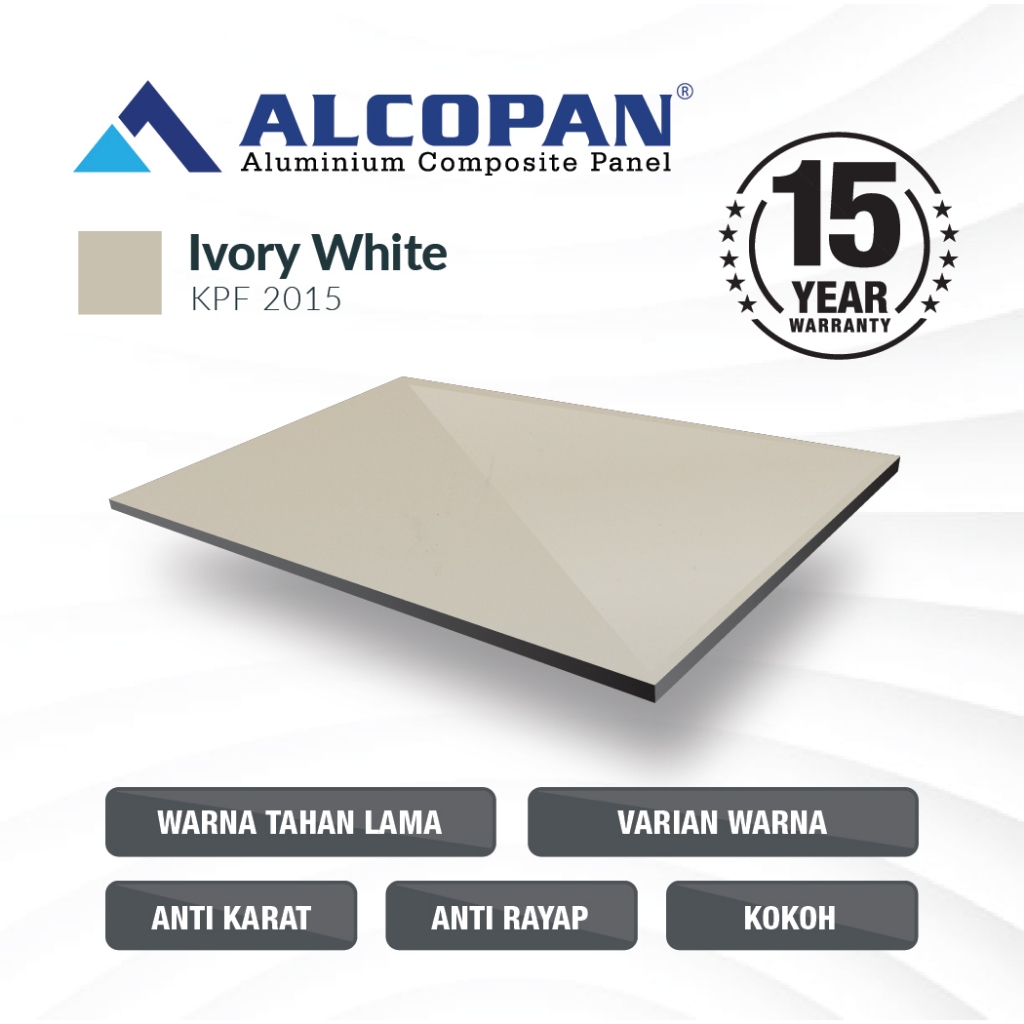 Jual ACP Alcopan Ivory 4mm PVDF Panel Dinding Anti Karat Tahan Cuaca ...