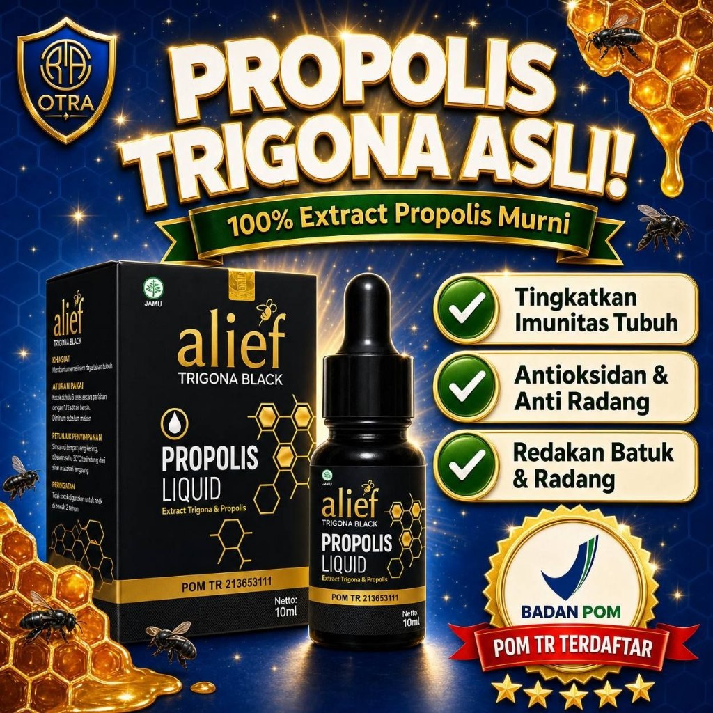 Alief Propolis Liquid Trigona Black Mengatasi Masalah Diabetes Obat Herbal Gula Darah 10ml BPOM