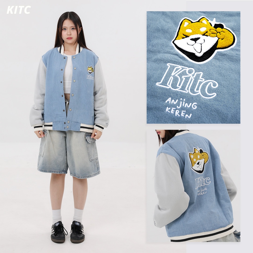 Jual KITC Jaket Denim Jeans Unisex Anjing Keren Varsity Jacket | Shopee ...