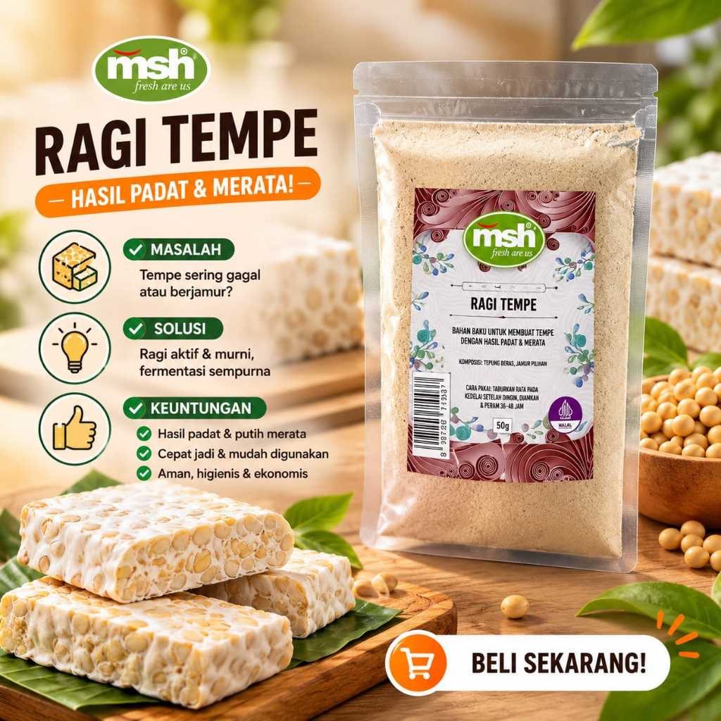 Jual MSH Ragi Tempe 100% Alami 50g - Fermentasi Alami Hasil Maksimal ...