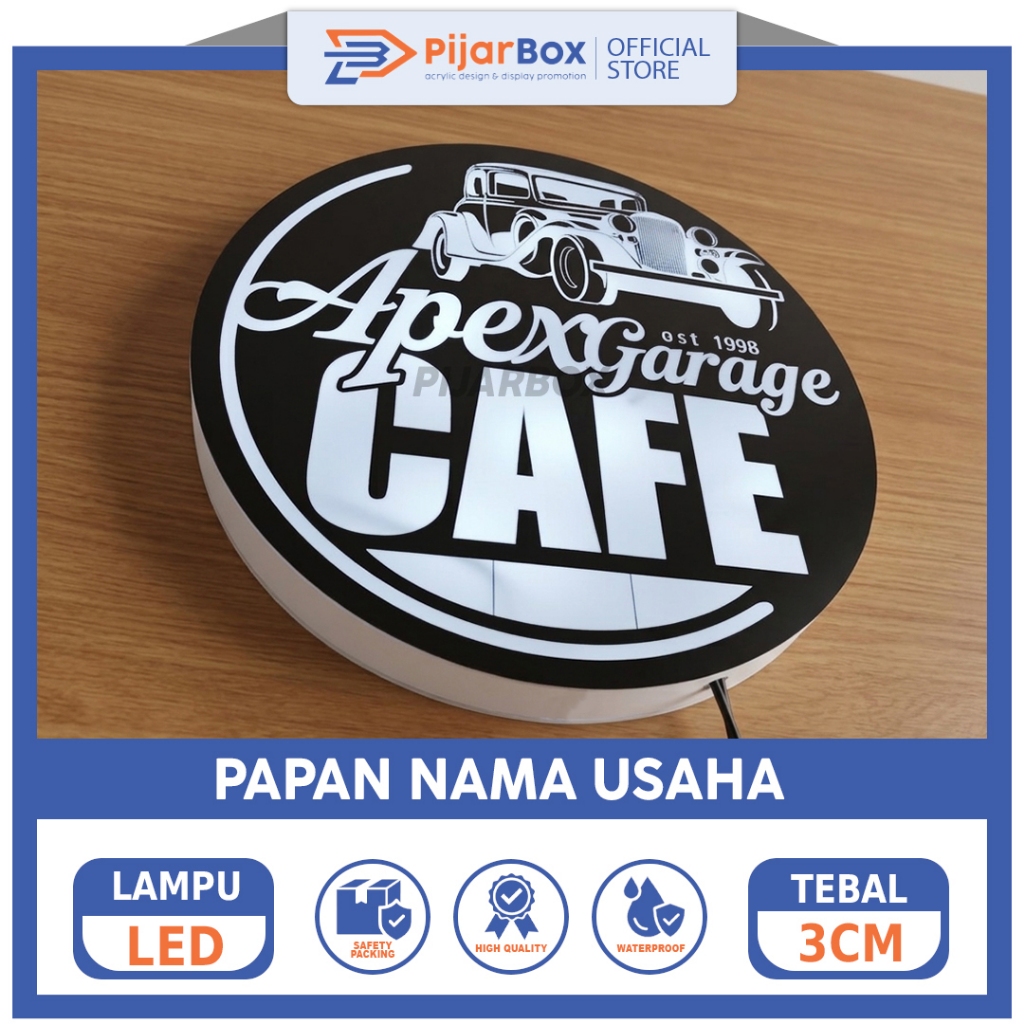 Jual Plang Papan Akrilik Neon Box Slim LED Menyala 1 Sisi Custom Desain ...