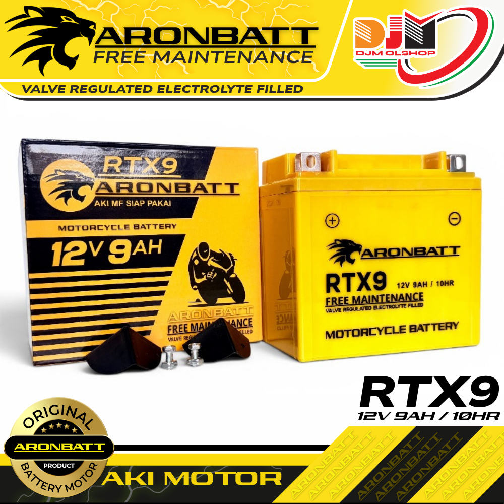 ARONBATT Aki Kering Motor Thunder 125 Bajaj Pulsar 180 200 Vespa Clasic 12V 9Ah RTX9