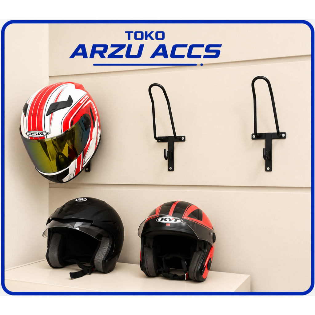Jual Gantungan Helmet Dinding Rak Helm Motor Minimalis Besi Kuat Anti ...