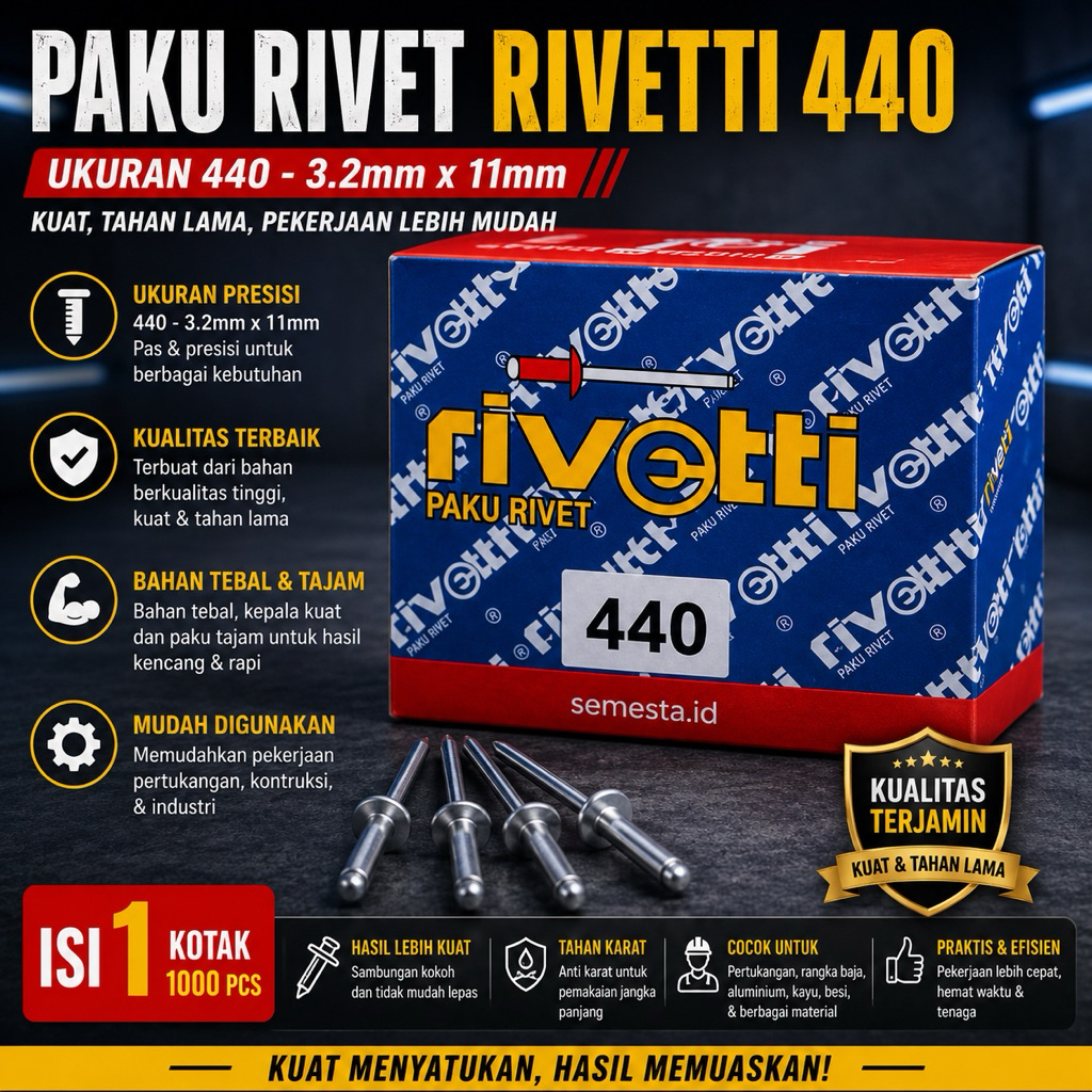 Jual Aluminium Blind Rivet l Paku Rivet Rivetti 440 3.2mm x 11mm 1 ...
