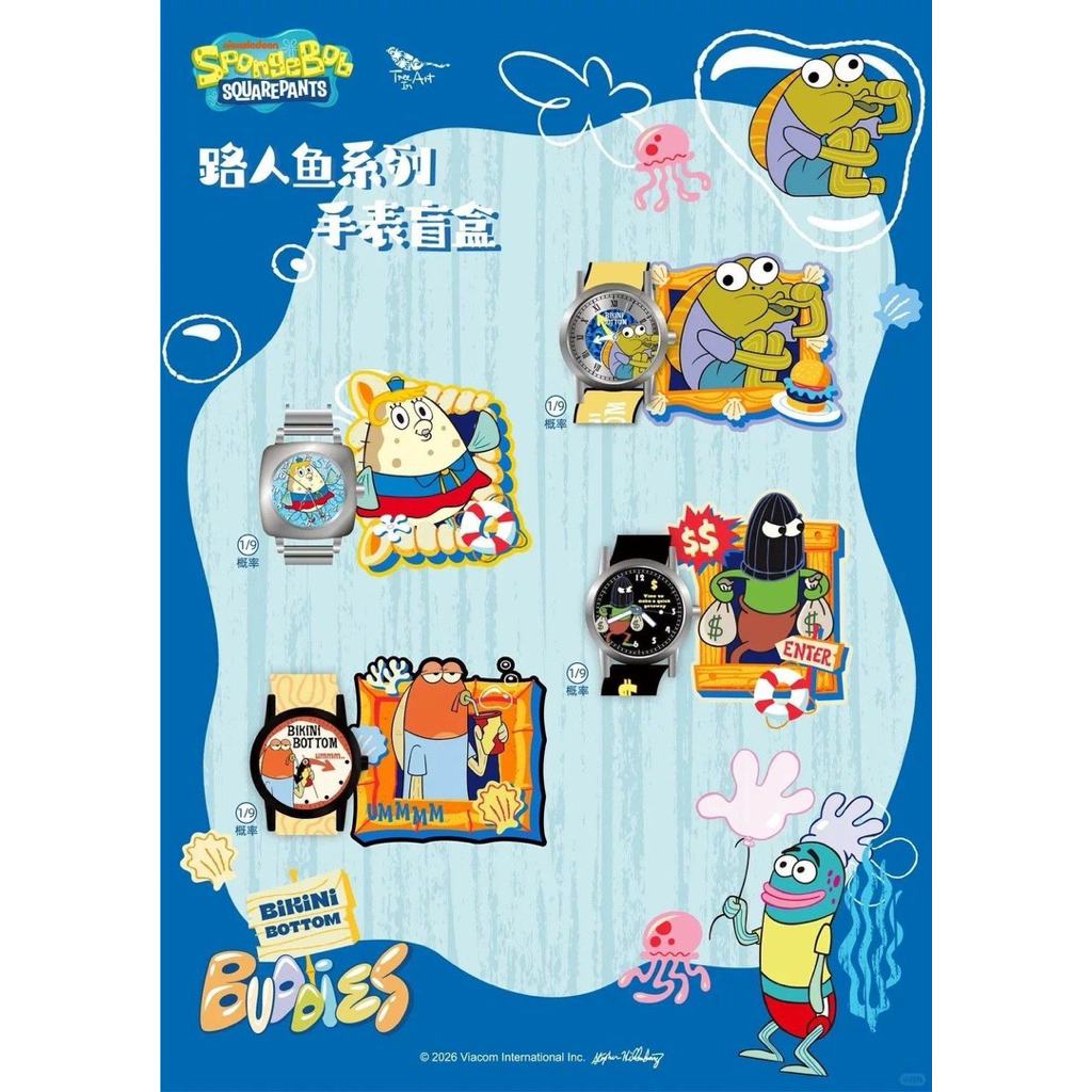 tampilan jam analog spongebob dengan angka dan jarum jelas