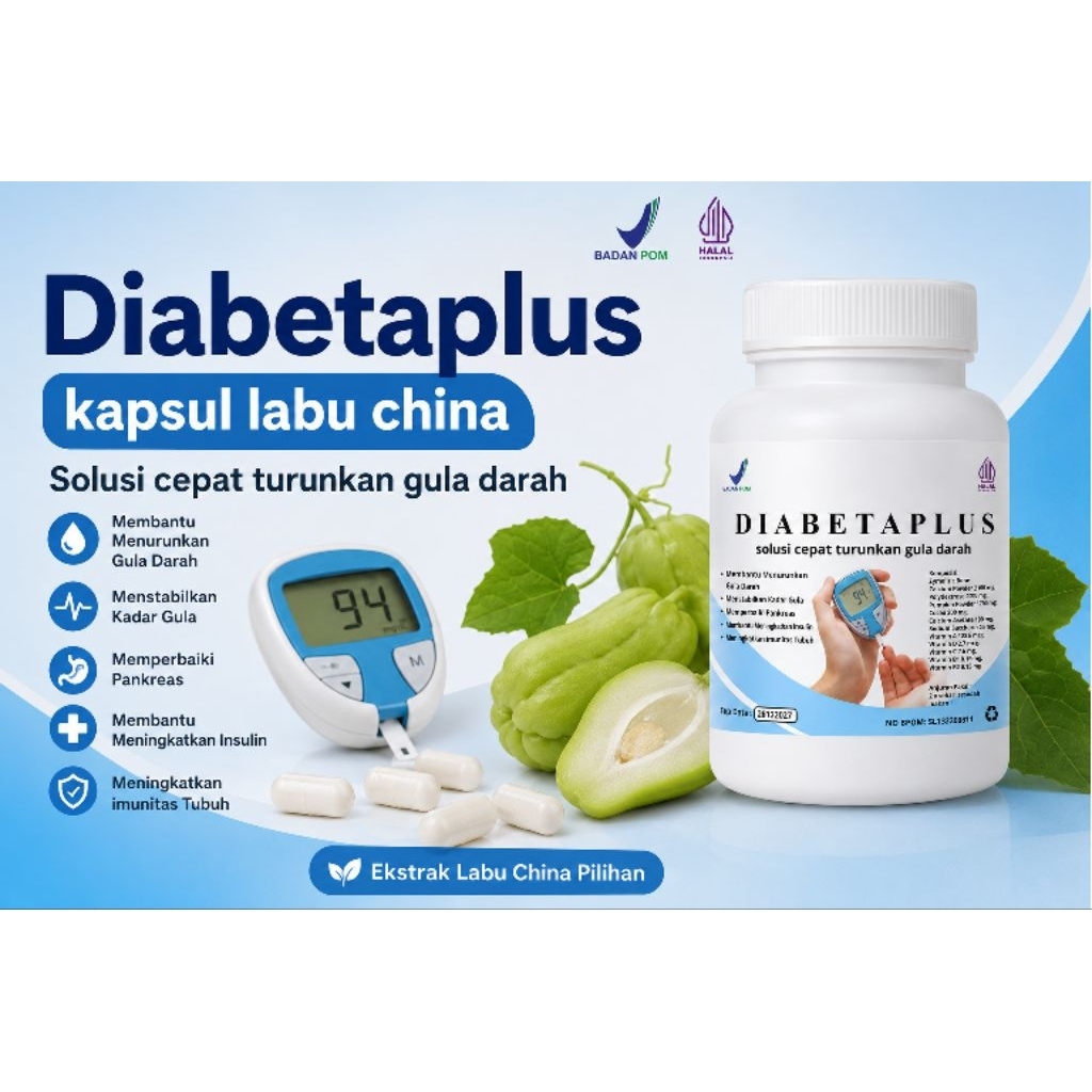 Diabetaplus Kapsul Labu China isi 50 Menurunkan Gula Darah Alami untuk Penderita Diabetes