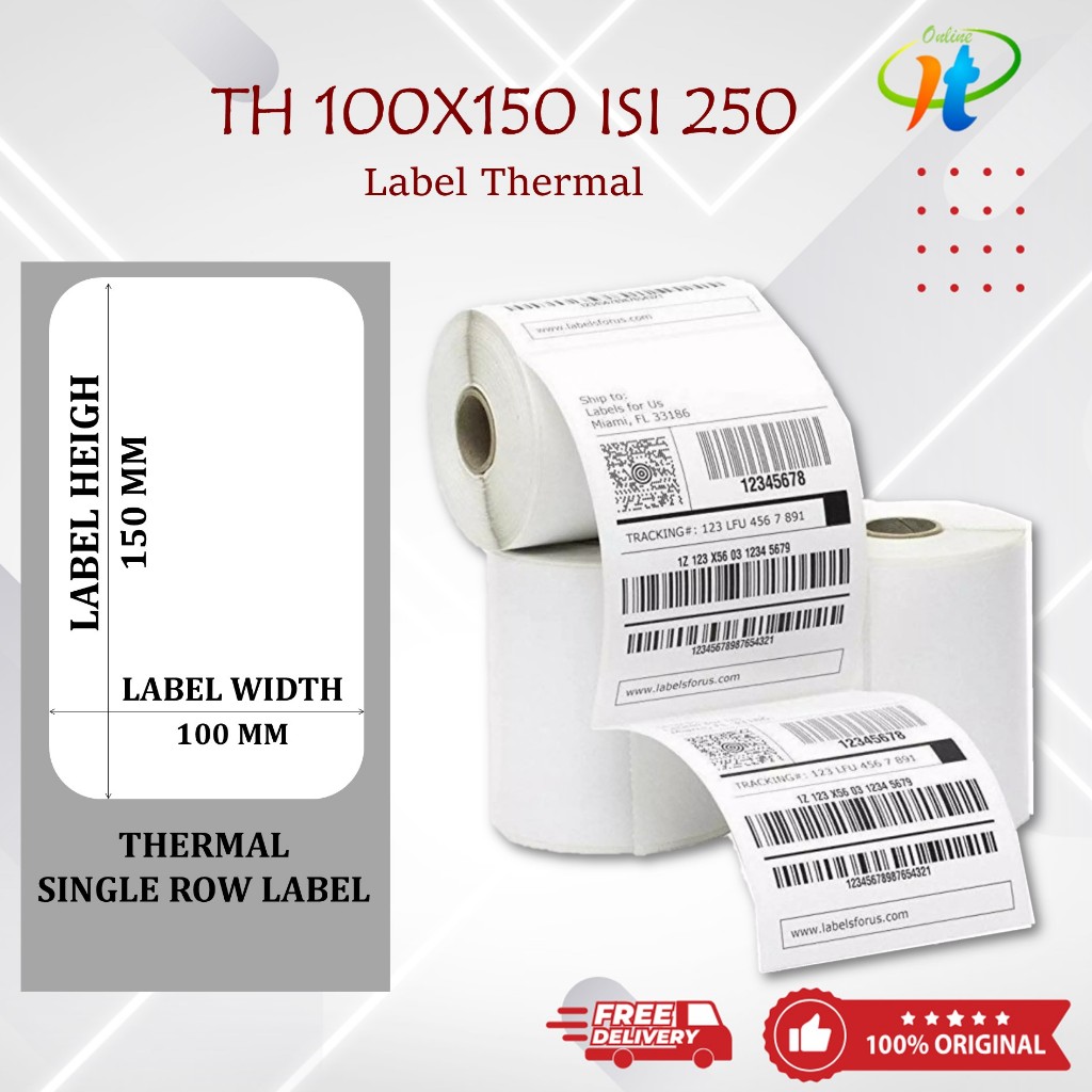 Jual Kertas Sticker Label Thermal 100x150 Isi 250pc Stiker Resi A6 ...