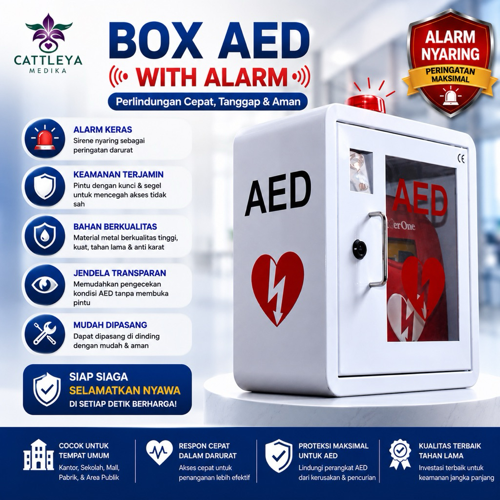 Jual Box AED Defibrillator With Alarm / Box AED Defibrillator Putih ...
