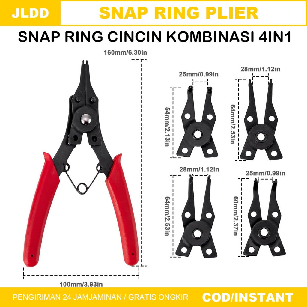 Jual Tang Snap Ring 4 in 1 Circlip Tekan Buka Tutup Bengkok Tang set ...