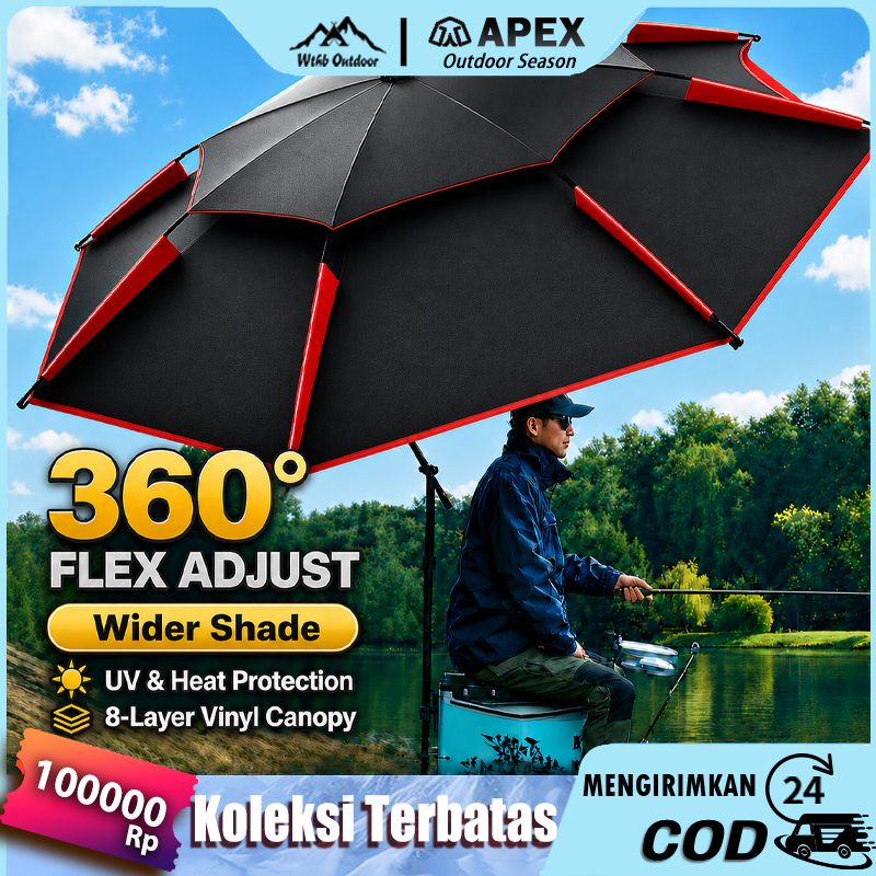 Payung pancing outdoor Tenda Payung 1.8/2.4/2.6m Fishing Umbrella multifungsi Waterproof payung payung lipat jumbo payung lipat
