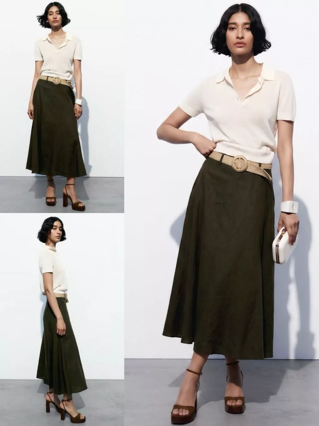 Rok Panjang Wanita ZR Woman's Linen-Blend Midi Skirt - 2428