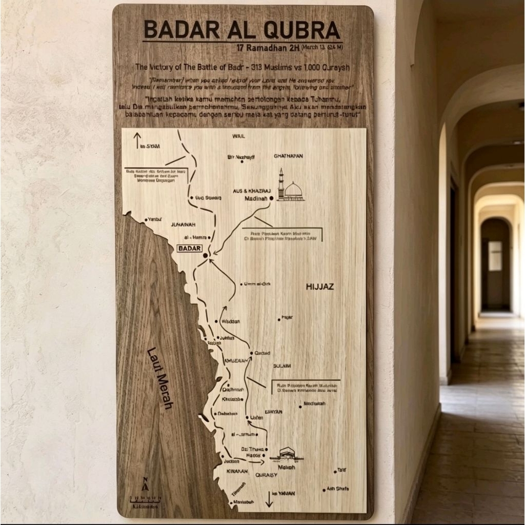 Jual Map Peta Kayu Perjalanan Perang Badar Al Qubra Rasulullah SAW ...