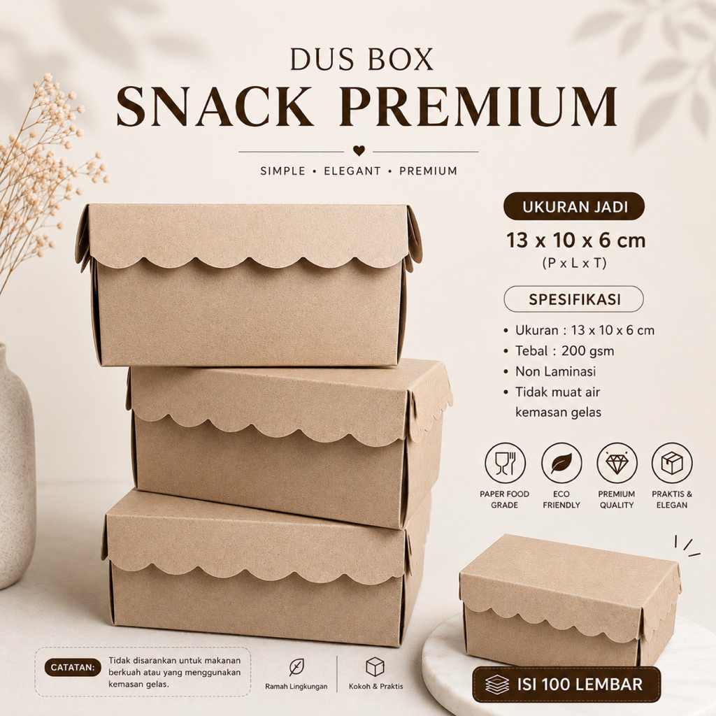 Jual Dus box snack premium isi 100 pcs ukuran 13x10x6 tidak muat air ...