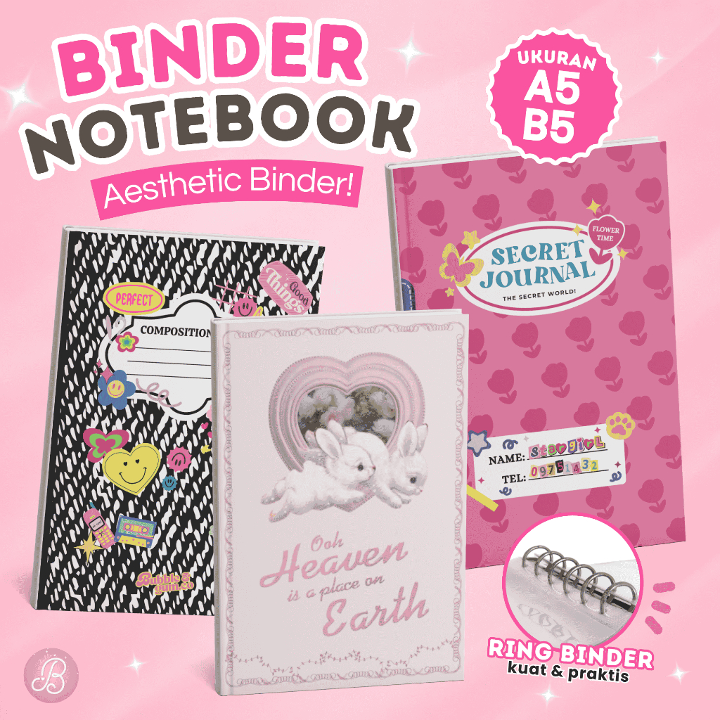 Jual Binder Notebook Sekolah Kampus - Composition Pink Coquette A5 B5 ...