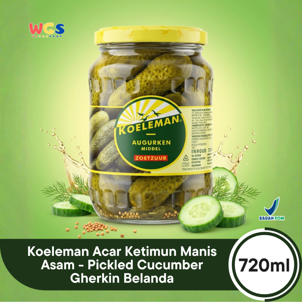 Jual Koeleman Acar Ketimun Manis Asam 720ml - Pickled Cucumber Gherkin ...