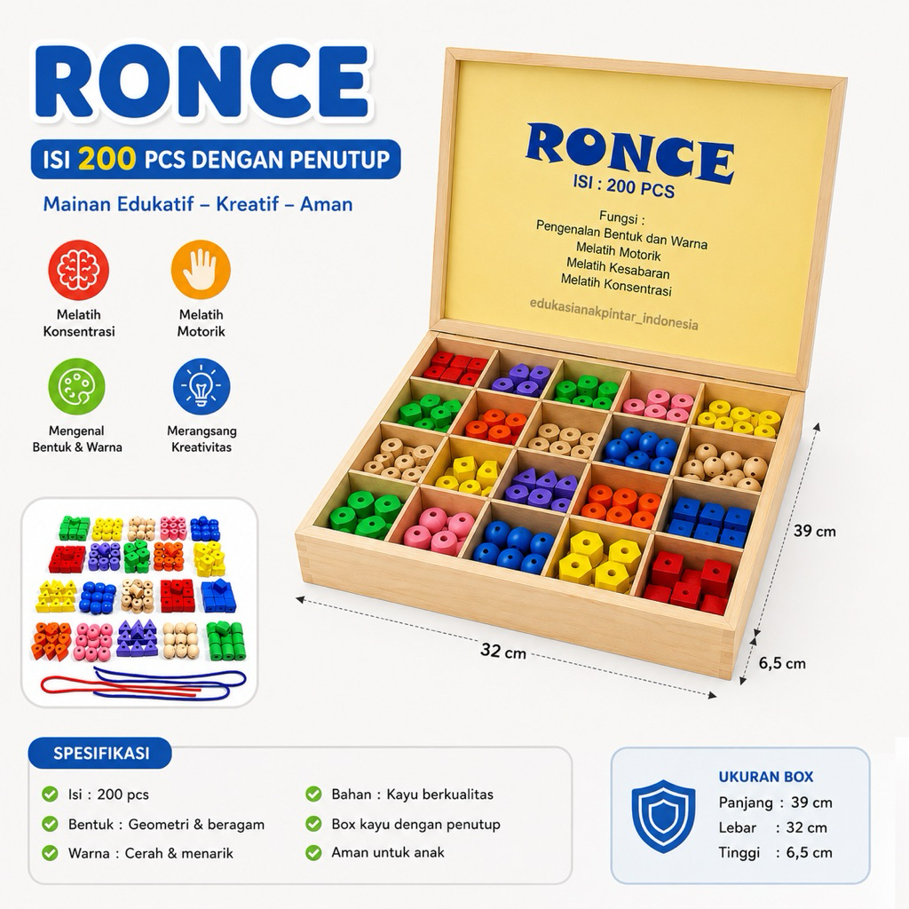 Jual Ronce Geometri isi 200pcs Mainan edukasi kayu/ edukatif kognitif ...